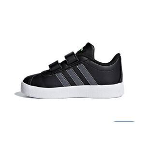 Adidas Kids Vl Court 2.0 Low Athletic Sneaker Shoes Slip on Black‎ White Size 6K